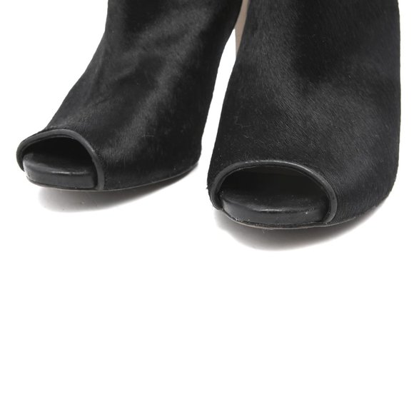 Ann Taylor Velleta Leather Calf Hair Ankle Boots Peeptoe Shoes Stiletto Heel 7M - Picture 8 of 10